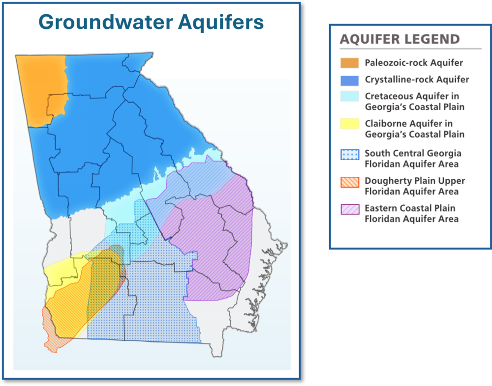 Groundwater Aquifers In Georgia Georgia Water Planning GA Groundwater Aquifers Map Legend 